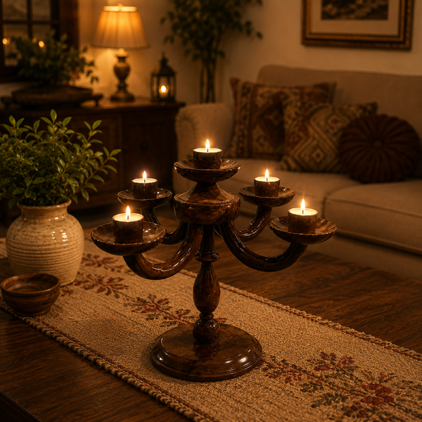 Wooden Candle Holder  Stand