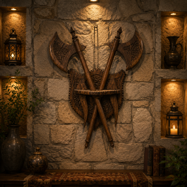 Traditional Wooden Axe Wall Decor