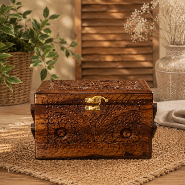 3 Steps Craving Wooden Jewelry Box